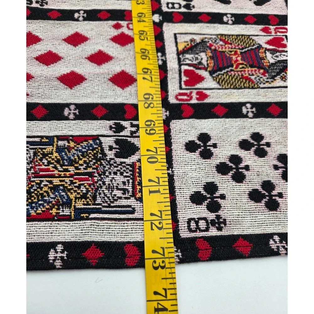 Vintage Woven Tapestry Table Runner Playing Cards Poker Night Decor 73x12.5